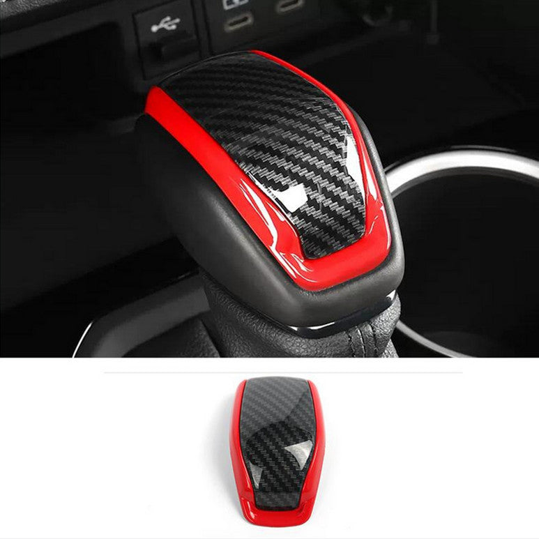 ABS Red&Carbon fiber Gear Shift Knob Cover Trim For 2020-2024 Highlander v