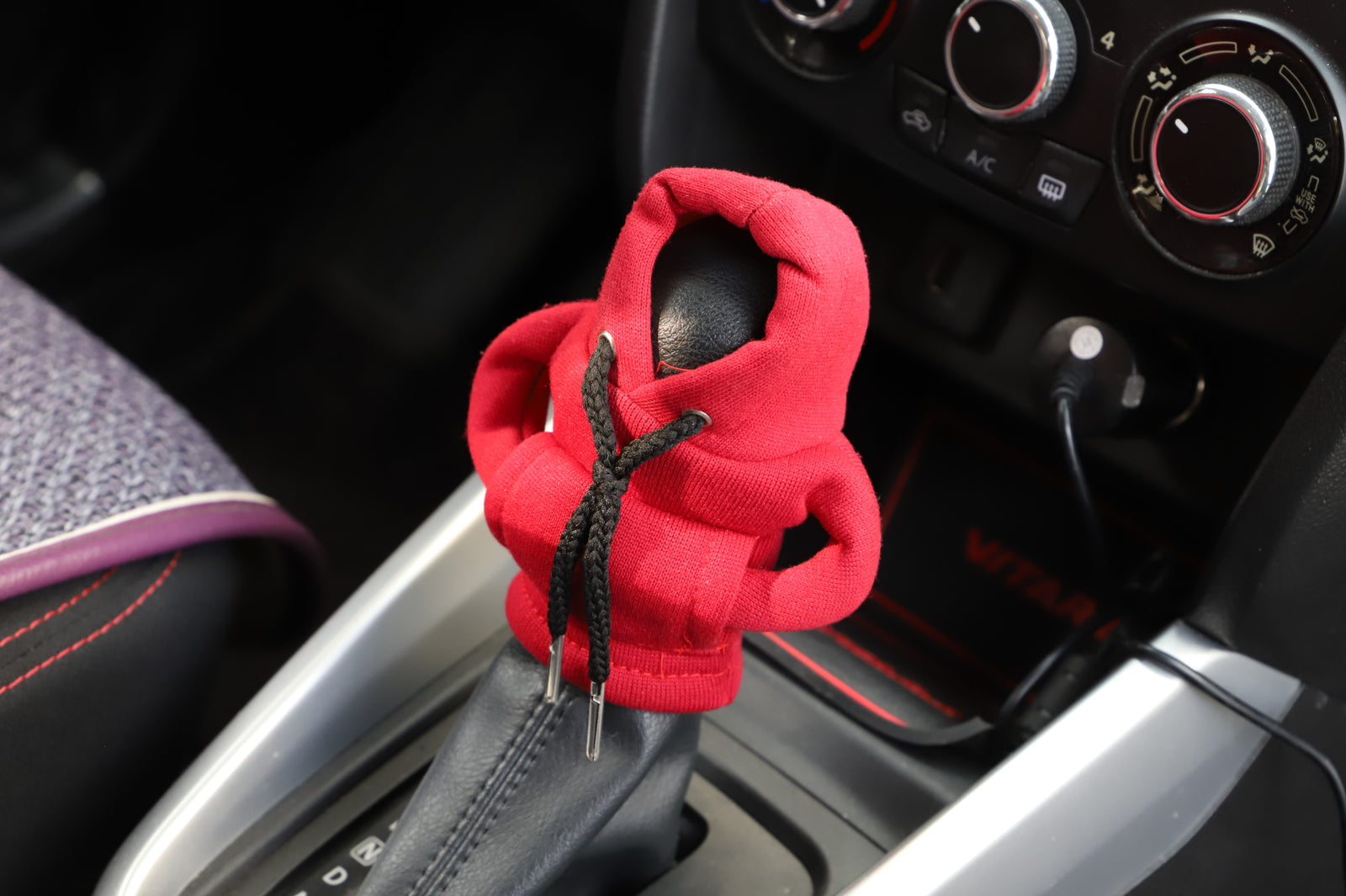 2PC Car Gear Shift Cover for Mini Hoodie Car Gear Shift Knob Cover Shirt Red Shift Q