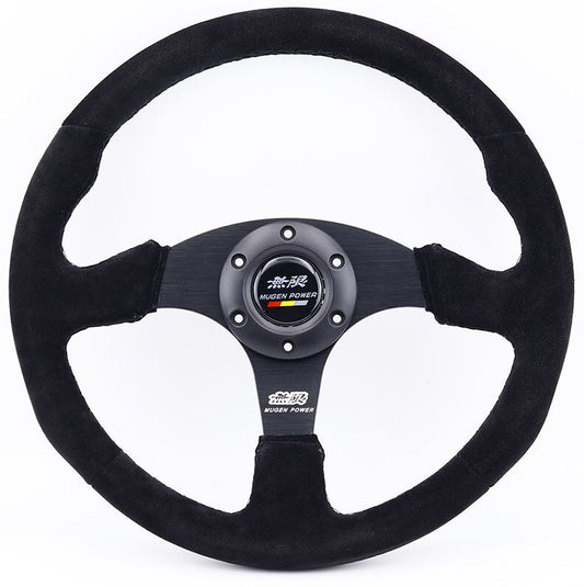 Car sports steering wheel horn button Mugen black suede 14-inch for Honda for Acura