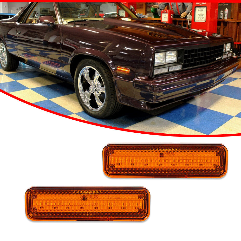 Amber front bumper side marker lights for 82-87 El Camino& for GMC Caballero- v
