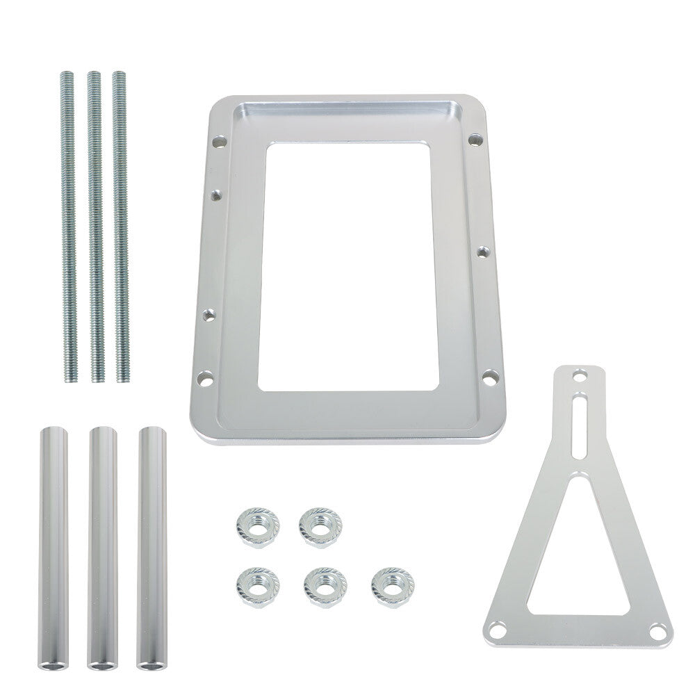 Suitable for mounting aluminum billet battery trays in racing cars, and for relocating rear trunks. n