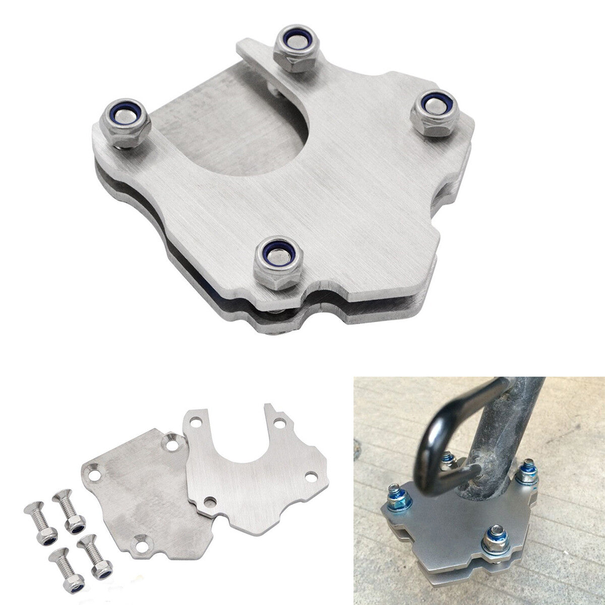 Universal Stainless Steel Side Kickstand Stand Extension Plate For Motorcycle Q