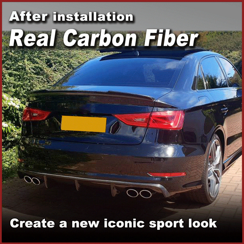 REAL Carbon Rear Bumper Lower Diffuser Lip Quad 4Tips for Audi S3 Sedan 2013-16