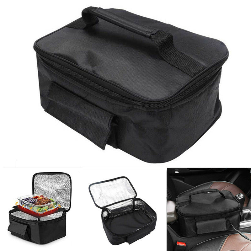 12V Black Car Food Warmer Container Bag Electric Heater Packet Heating Lunch Box