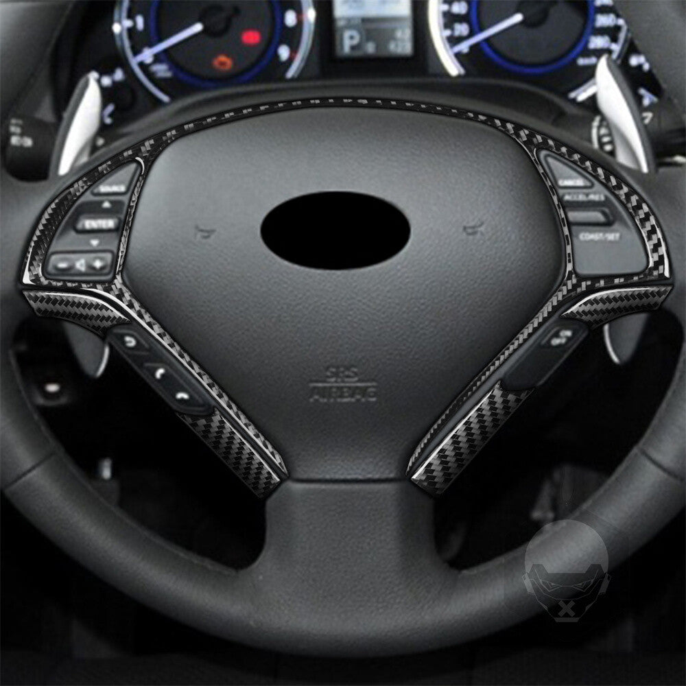 5¡ÁCarbon Fiber Steering Wheel Button Panel Trim for Infiniti G37 Sedan 2010-2013