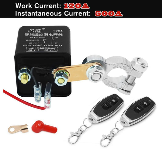 Dual remote control car battery disconnect isolator main 120A switch control
