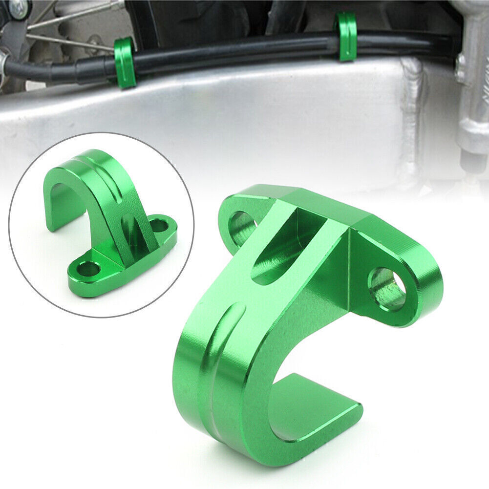 1x Motorcycle Green Rear Brake Line Hose Snap Clamp for Kawasaki KX250F KX450F Q