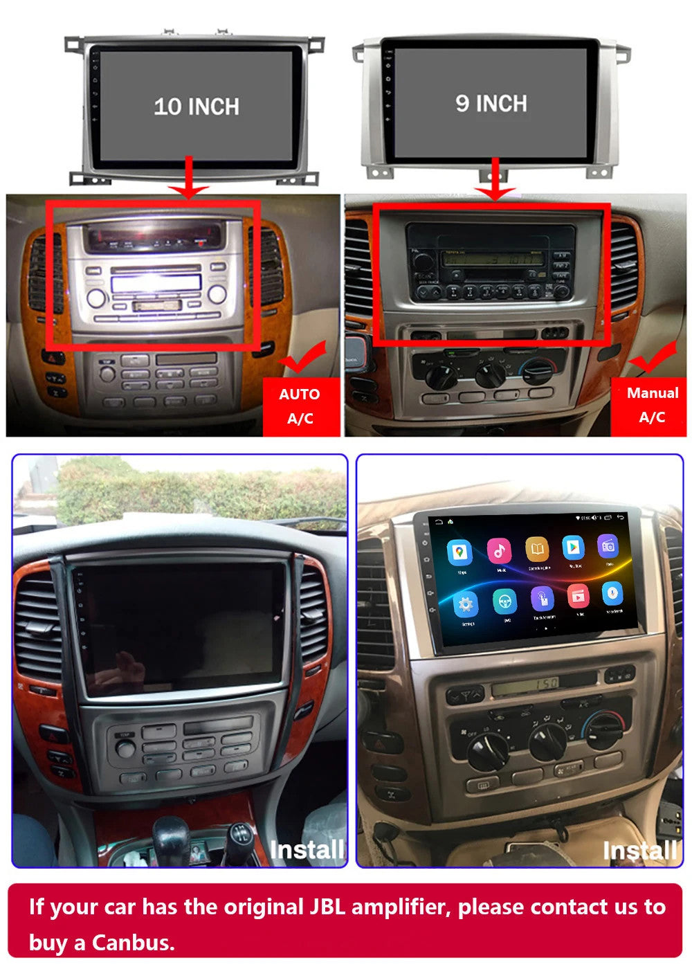for Toyota LC100 for Land Cruiser 2002-2007 Android CarPlay Car Stereo Radio GPS BT