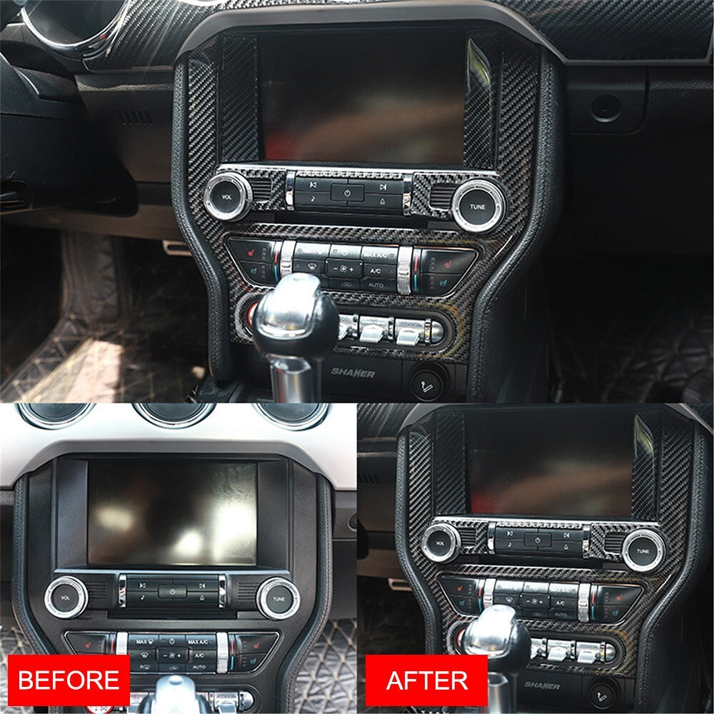 Central Control GPS Navigation Cover Trim for Ford for Mustang 2015-23 Carbon Fiber