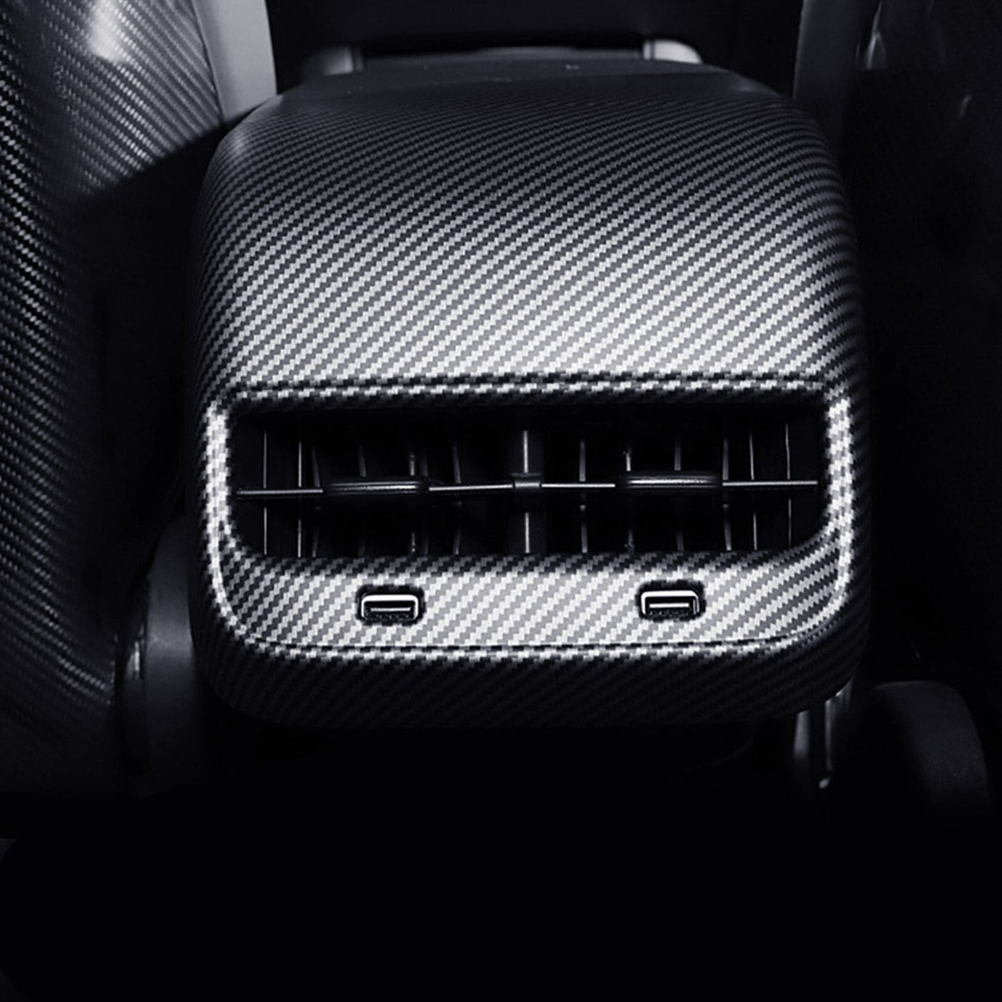 Matte carbon fiber rear vent socket cover trim for Model 3/Y ( ) n