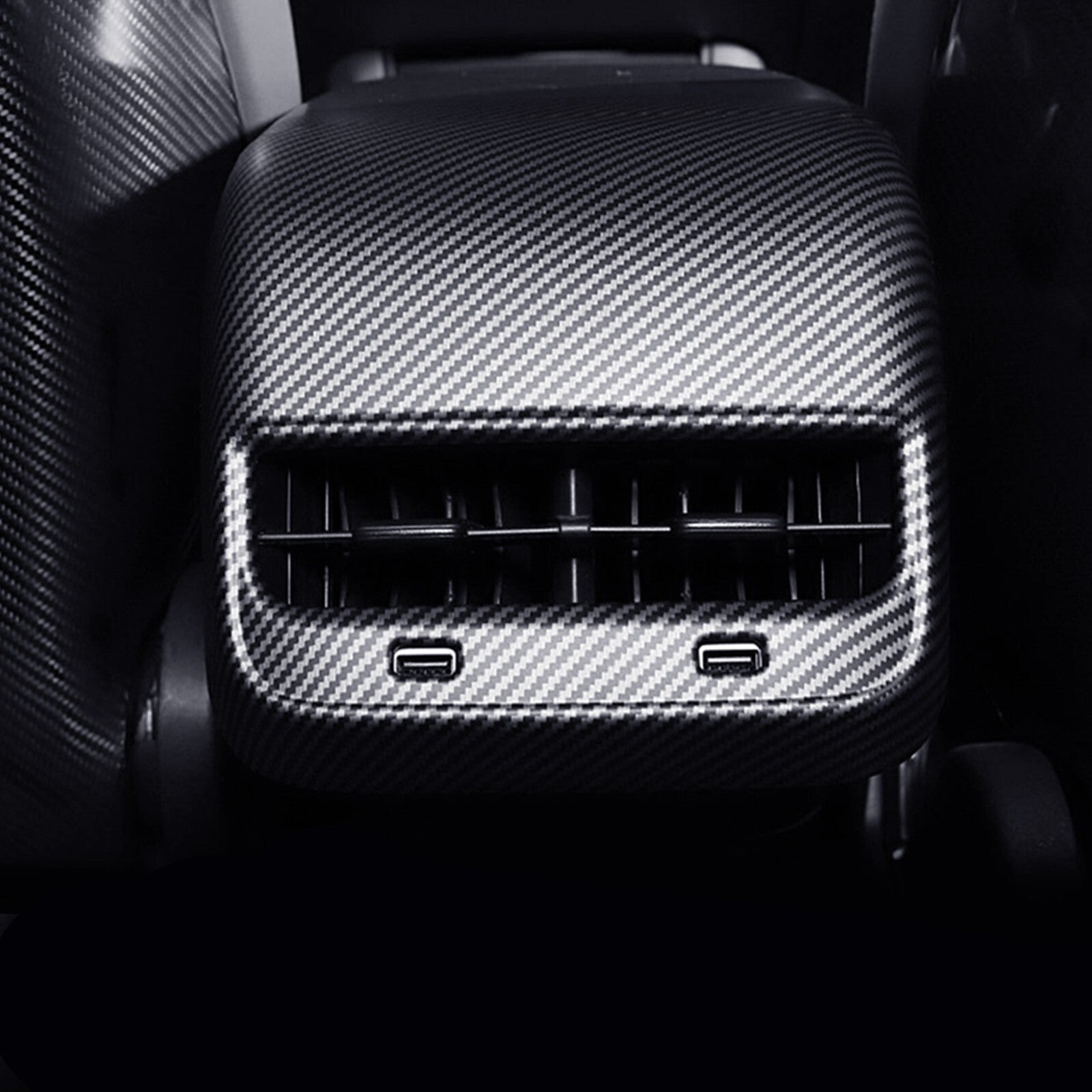 Matte carbon fiber rear vent socket cover trim for Model 3/Y ( ) n