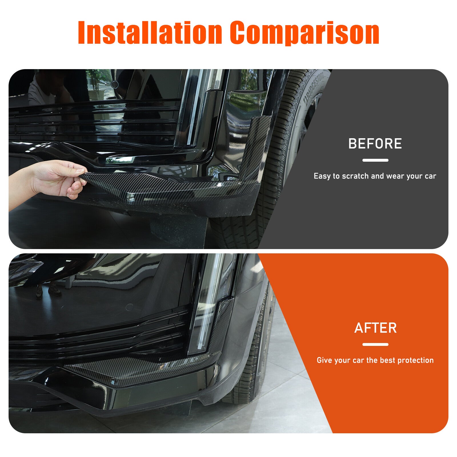 Suitable for 2021-2023 for Cadillac for Escalade front bumper noodle trim molded carbon ABS 2X- n