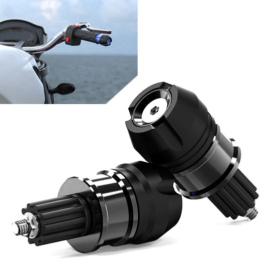 Pair CNC Aluminum Motorcycle ATVs Handlebar Grips Bar End Cap Plugs Slider Black Q