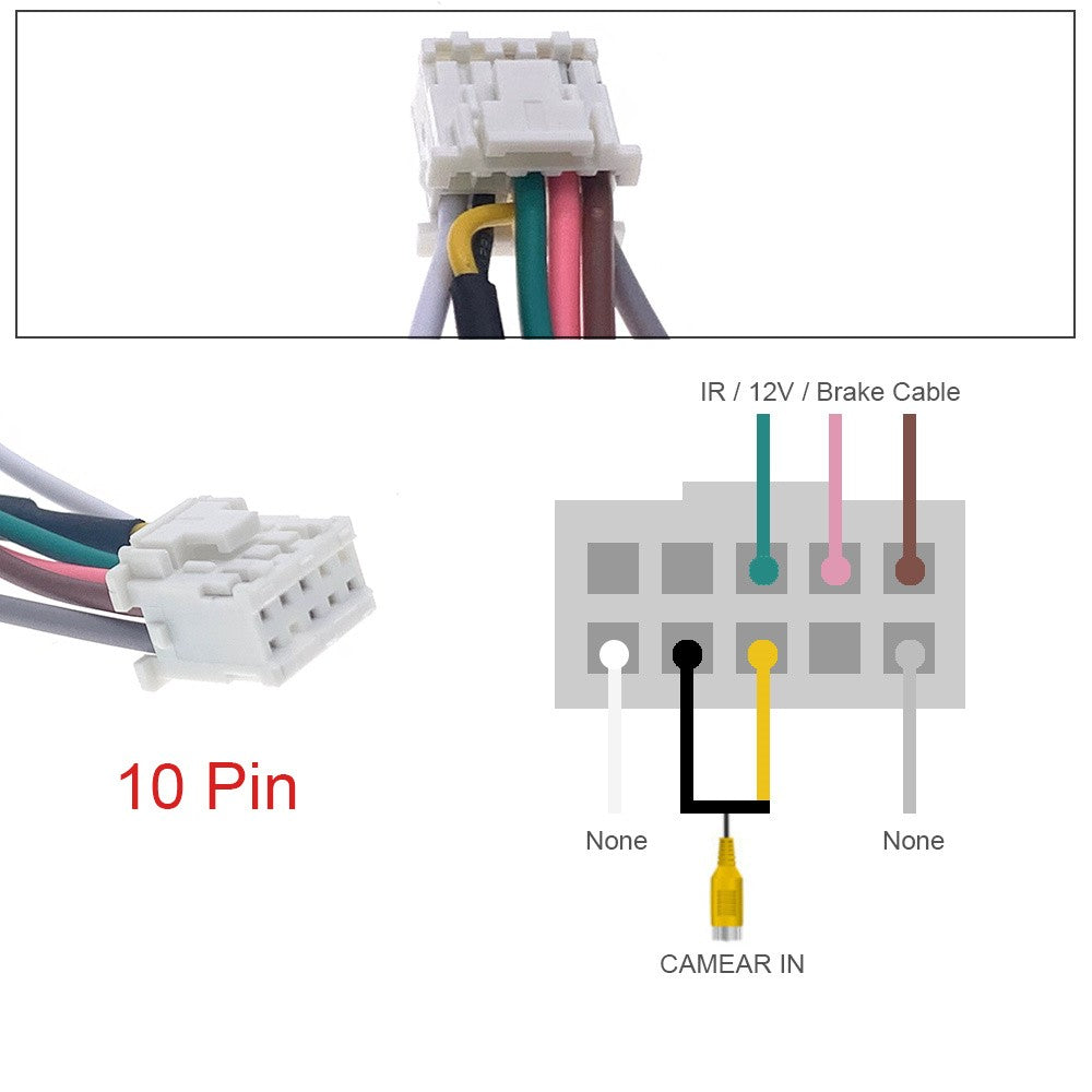 10 Pin Car RCA Rear View Camera Video Input Cable for Aftermarket Radio