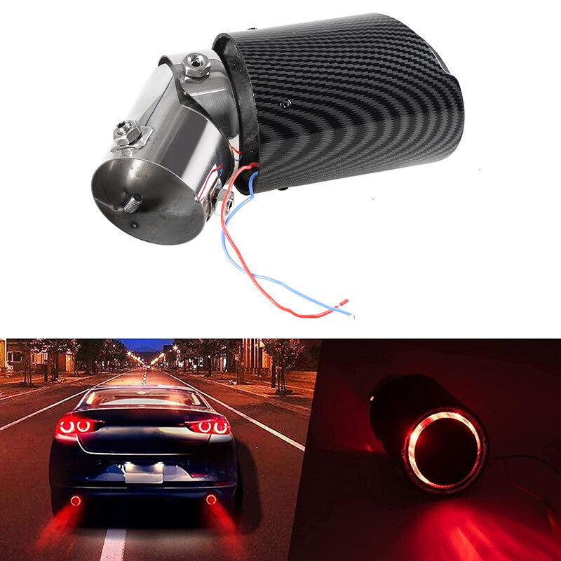 Car Exhaust Muffler Tail Pipe Turbo Throat Rolled Models Straight Edge Red LED