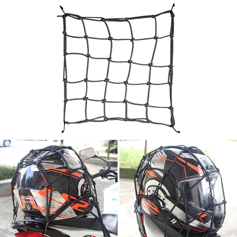 40*40CM Upgraded Reflective Motorcycle Elasticated Luggage Cargo Net Strong Blk Q