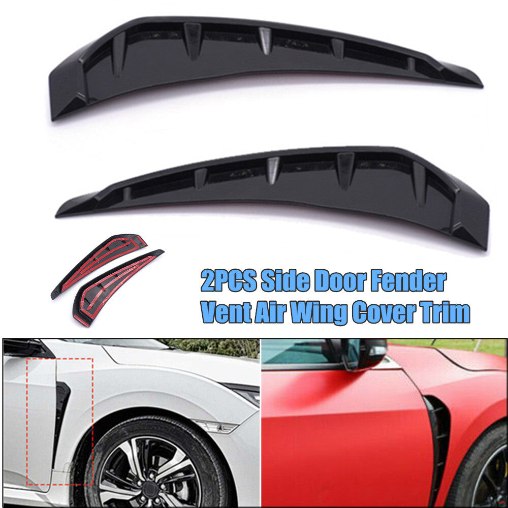 2-Pack Automotive Gloss Black Side Door Fenders Vents Grille Trim Black n