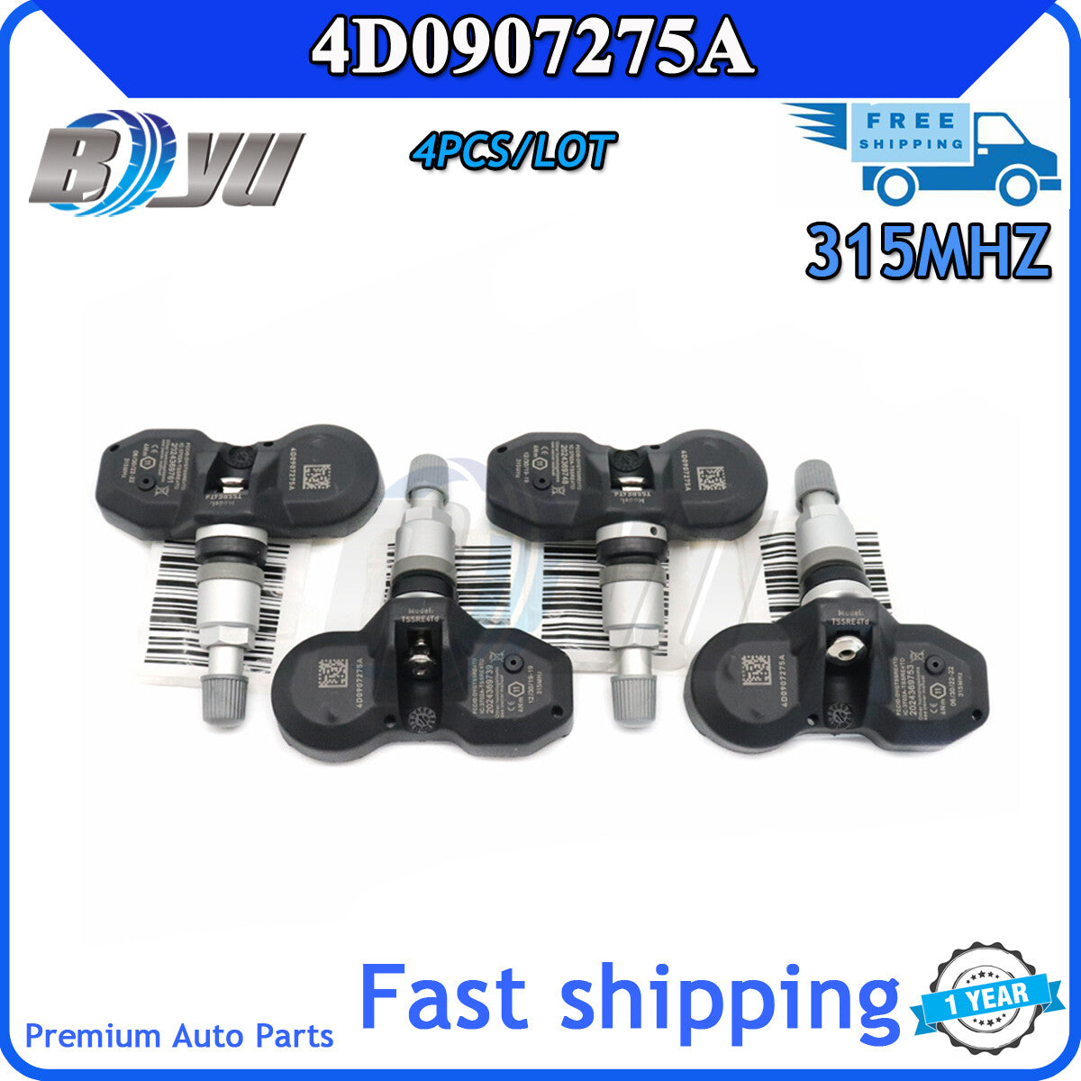 Tire Pressure System (TPMS) Sensors (4 units) for Audi , for Maybach , 4D0907275A- v