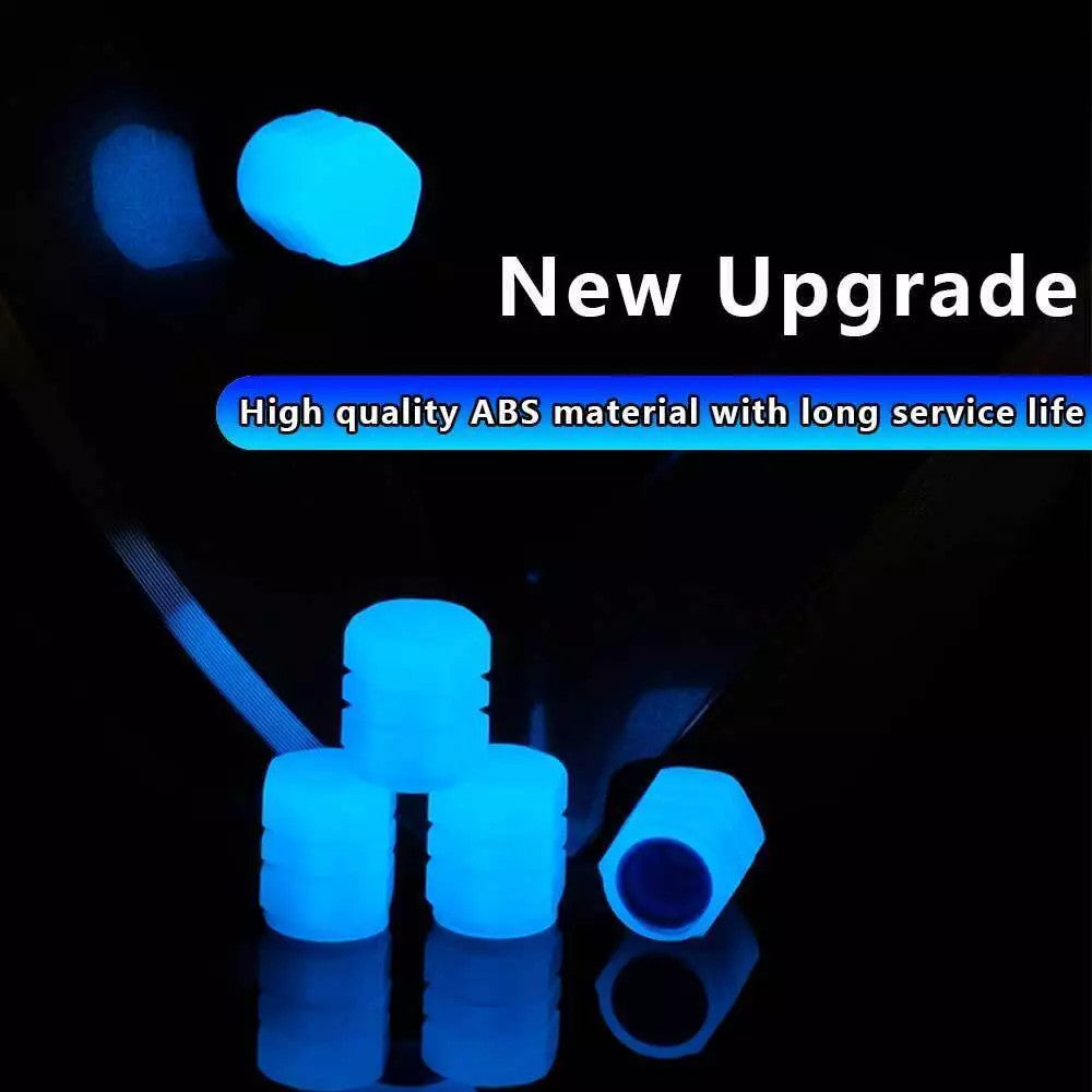 4x BlueFluorescent Car Tire Valve Caps Luminous Universal Tire Valve Stem Caps Q