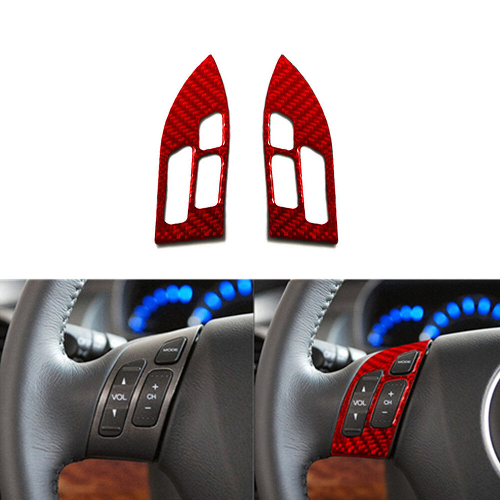 Red Carbon Fiber Steering Wheel Button Trim Cover for Honda Accord Sedan 2003-07