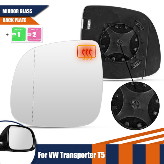 Left Mirror Glass Wide Angle Clip On for VW Transporter T5 T6 2009-2024 Heated Q
