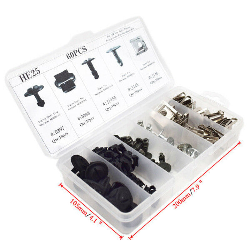 60 pieces of automotive engine protection disc hardware kit pin clip nut parts in US inventory - n