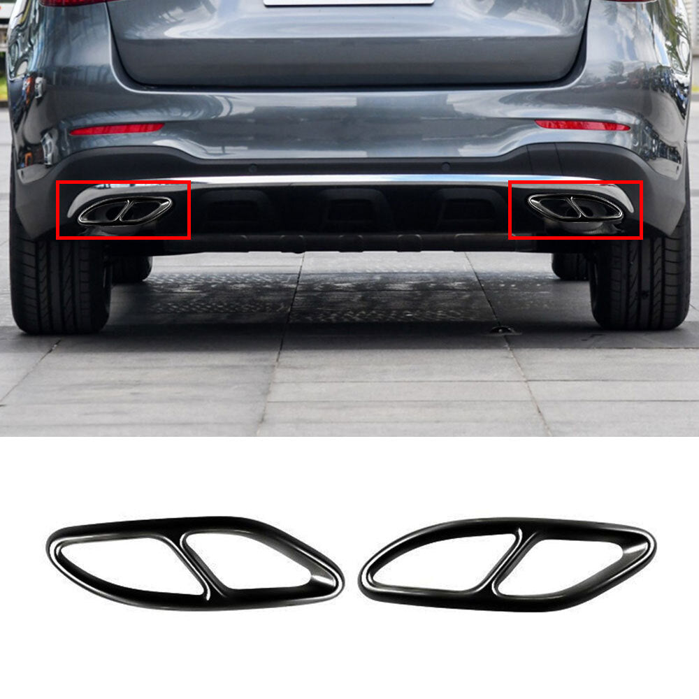 2PCS Exhaust Pipe Cover Trim Black for Mercedes Benz A B C E CLA GLC GLE GLS