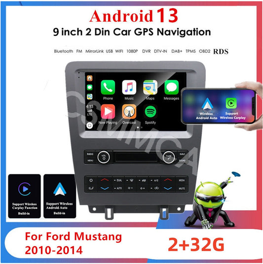 9 2Din Car Stereo Radio Android 13 GPS BT 2+32G Fit for Ford for Mustang 2010-2014