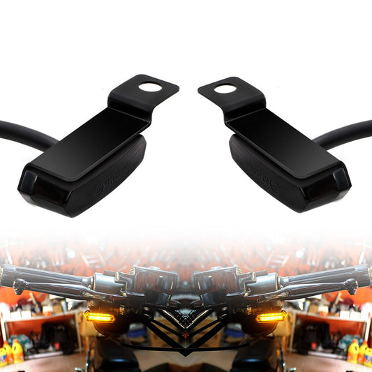 12V Black for Mini LED Brake Clutch Lever Mount Flowing Water Turn Signal Light Q
