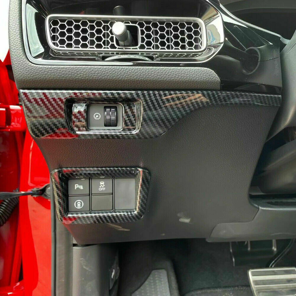 for Honda for Civic 22-23 Sedan Carbon Fiber ABS Interior Dash Cover Trim Decor Kit