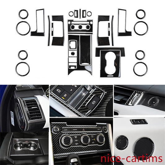 Kit For LR for Range Rover Sport 2014-2017 Interior Full Set Trim 36Pcs Carbon Fiber