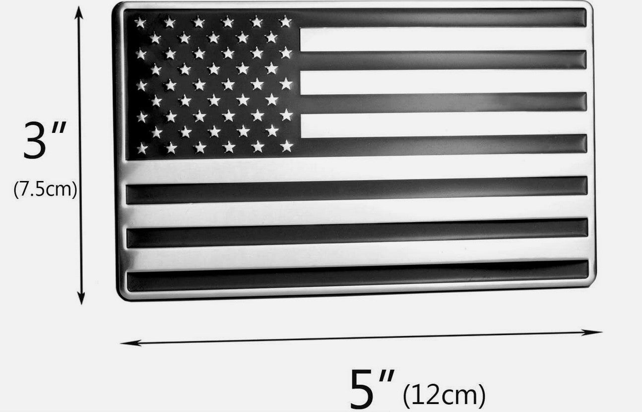 Car side fender rear trunk badge decal chrome black American flag  for ford