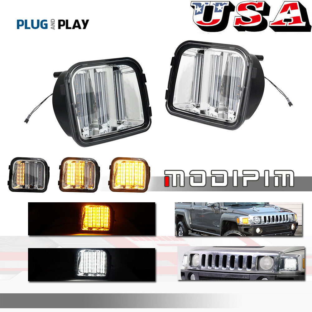 Suitable for the 2006-00 for Hummer H3 H3T transparent lens switch dynamic LED DRL signal light 2X- v