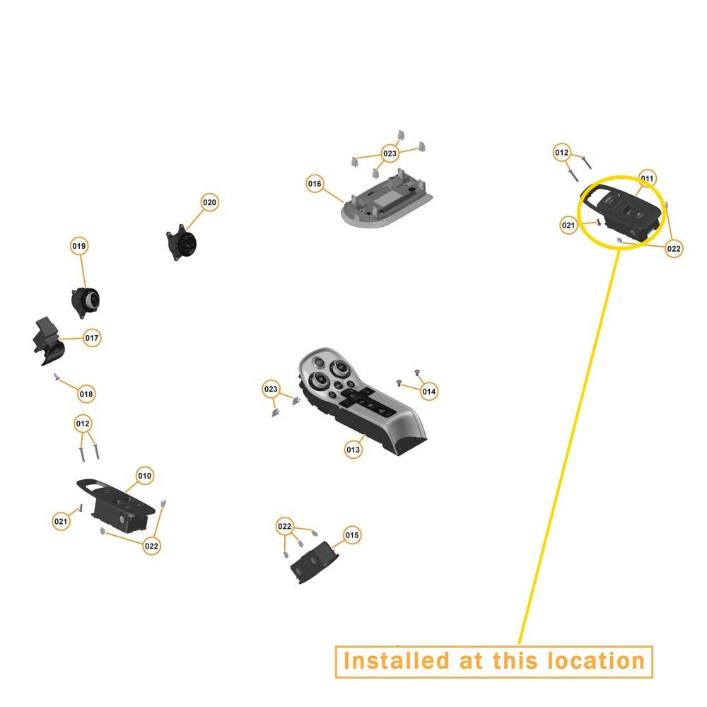 Power door switch (right) for McLaren 540C 570S. Equipment Manufacturer: 13M0434CP