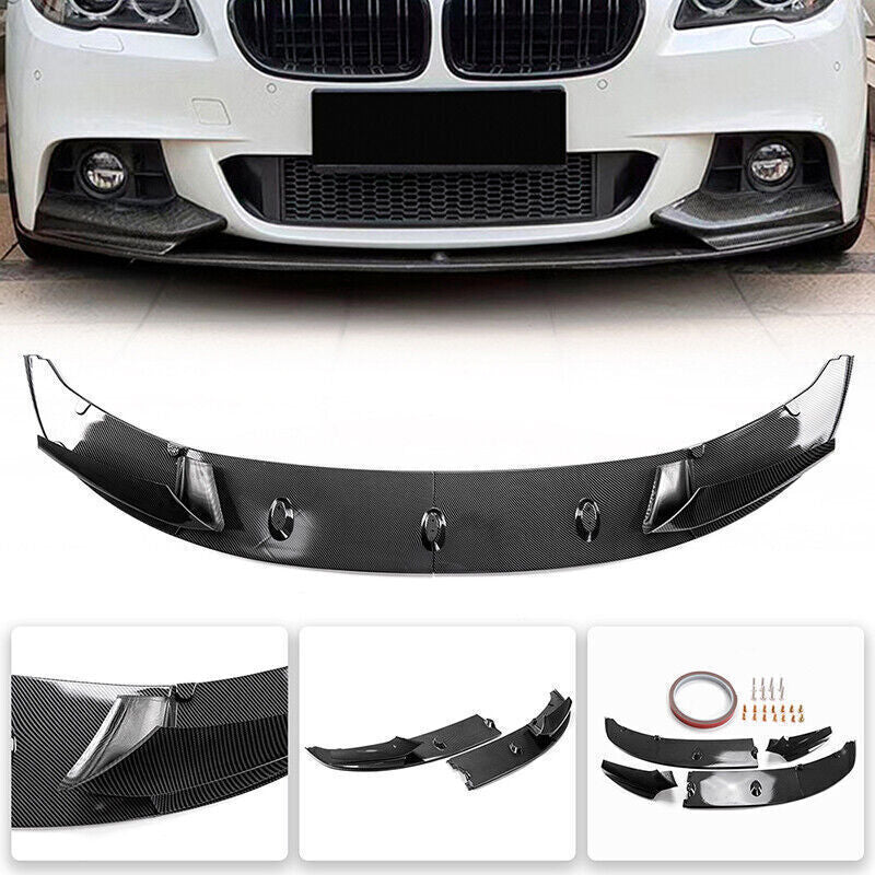 for F10 M Sport 2012 - 2016 Front Bumper Spoiler Lip Kit Carbon Look - v