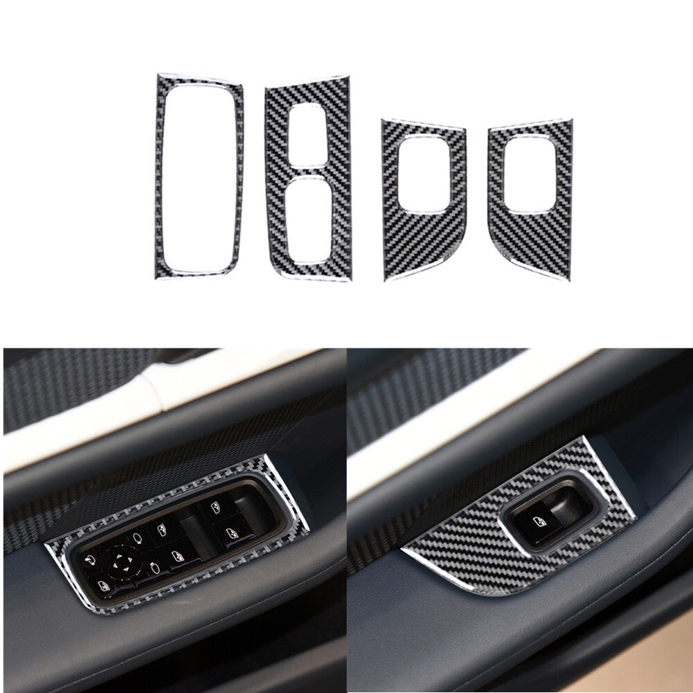4Pcs Carbon Fiber Window Lift Control Cover Trim for Porsche Taycan 2019-2022