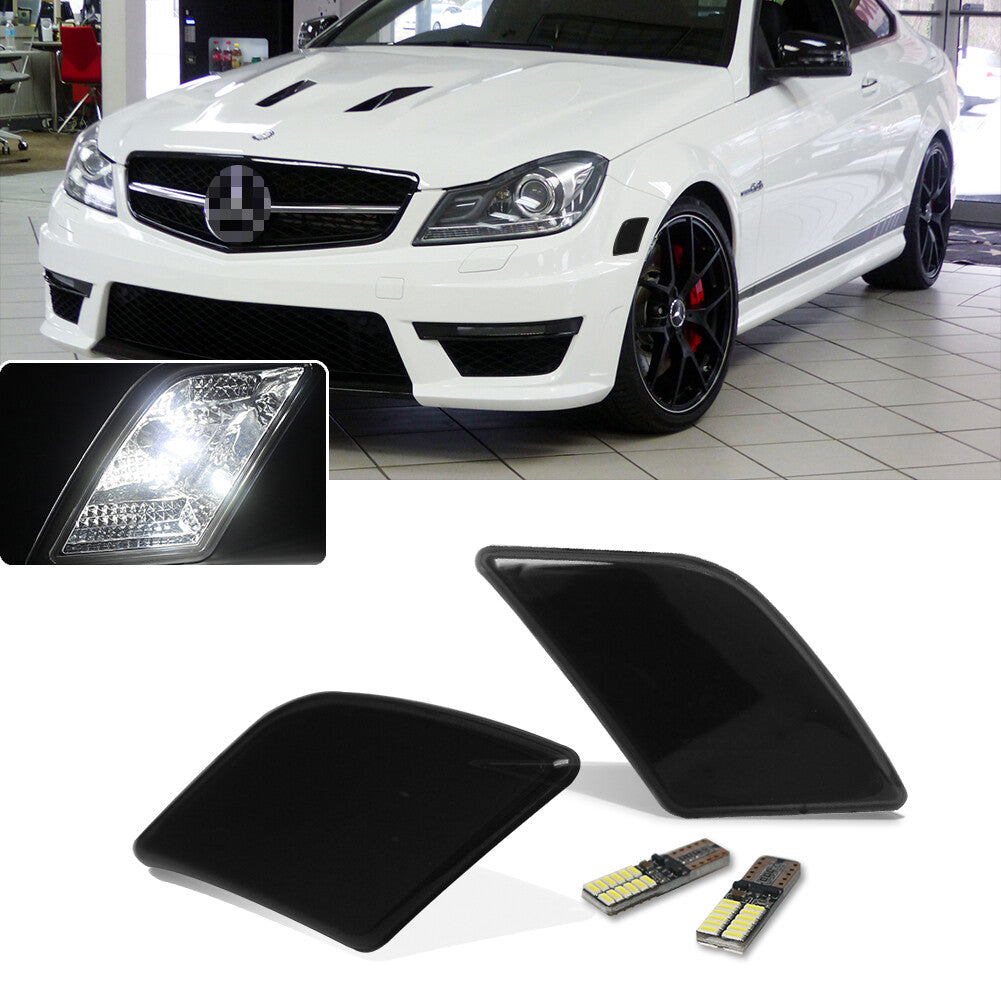 Euro Smoked Front Side Markers White LED Kit for 2008 - 2011 for Mercedes W204 C250 - v