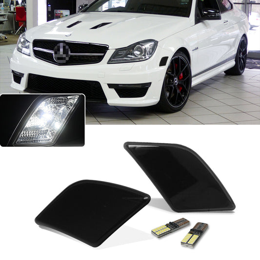 Euro Smoked Front Side Markers White LED Kit for 2008 - 2011 for Mercedes W204 C250 - v