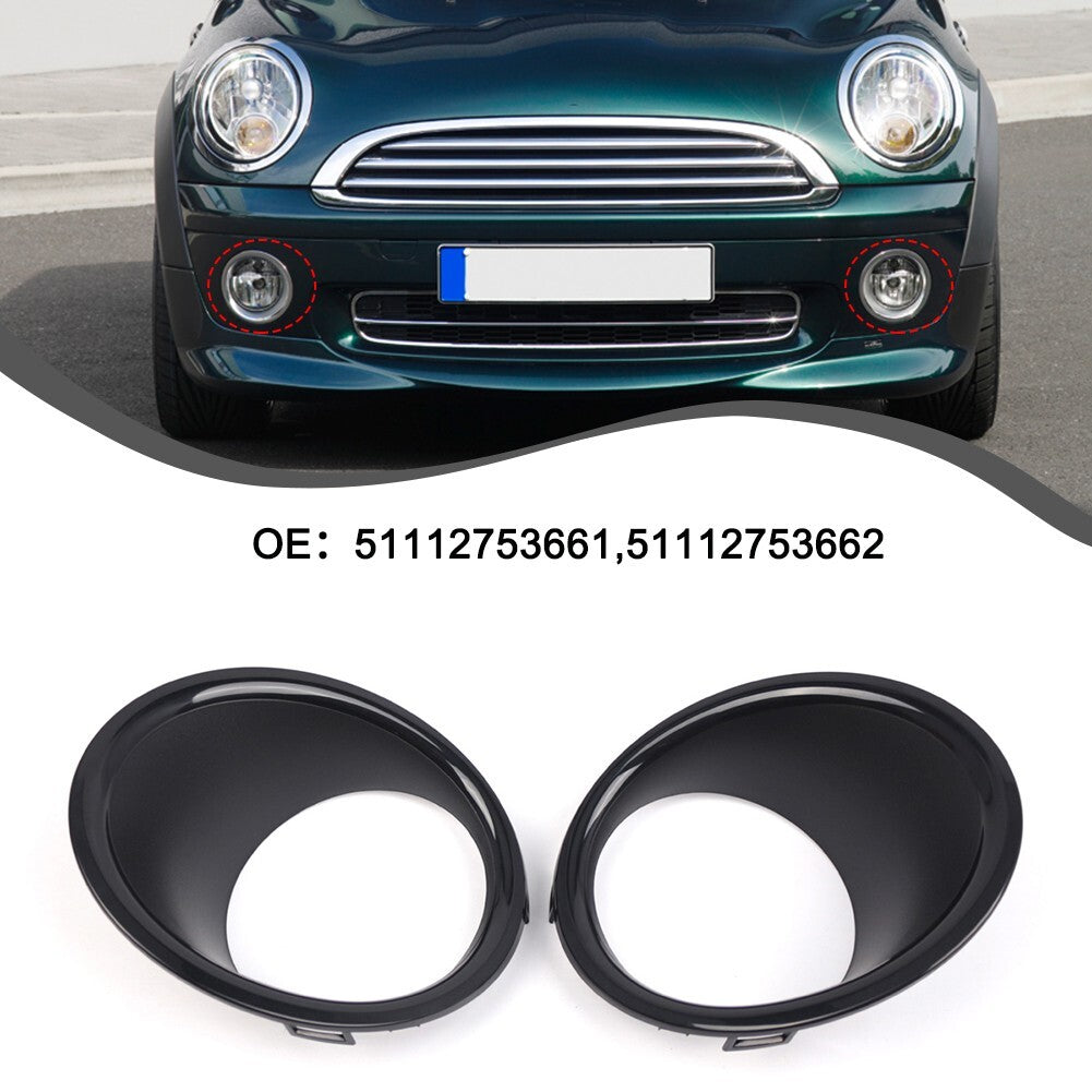 Pair Front Fog Light Lamp Black Trim Ring Cover for Mini For Cooper R55 R56 R57