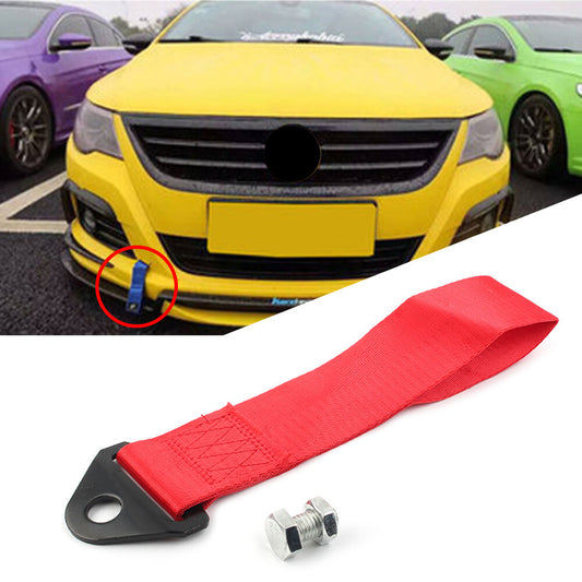Red Racing Car Tow Towing Strap Belt Rope Rally Hook Universal Rear/Front Bumper Q