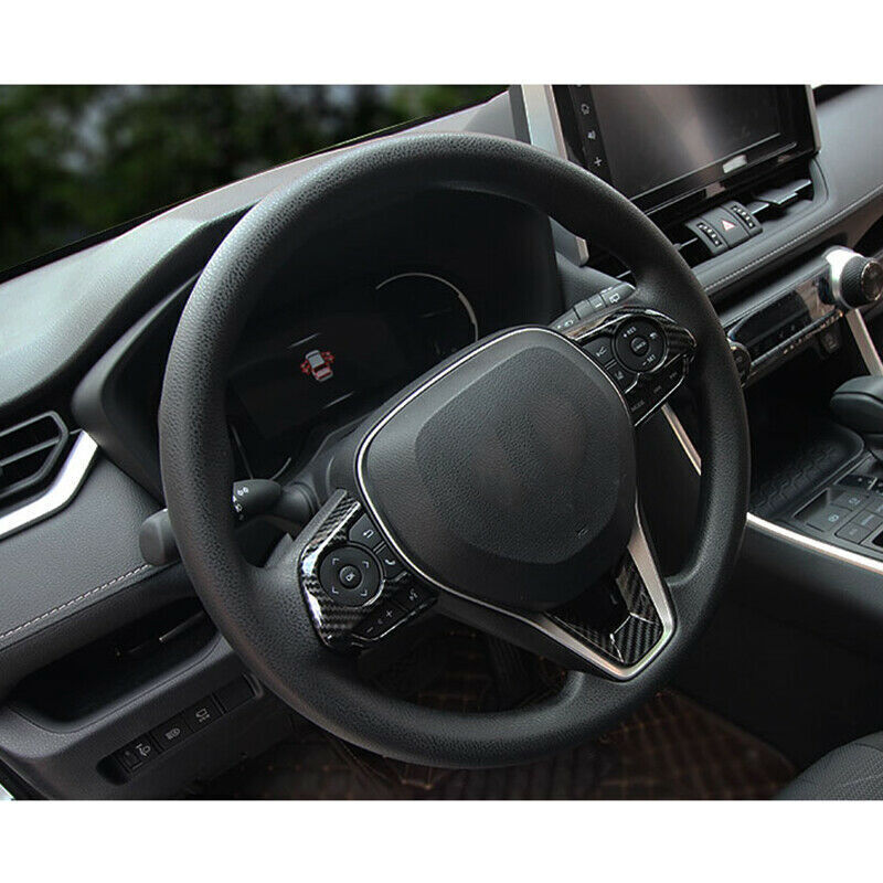 for Toyota RAV4 2019-2023 Carbon Style Interior Steering Wheel Cover Trim
