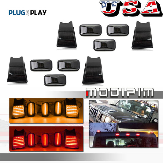 For 2003 - 09 for Hummer H2 | 2005 - 09 H2 SUT LED Smoked Cab Roof Marker Light Kit 10x- v