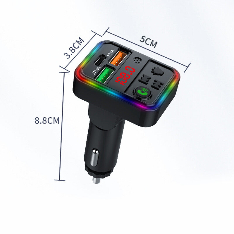 Bluetooth FM transmitter for car stereo audio player with dual USB charging adapter - n