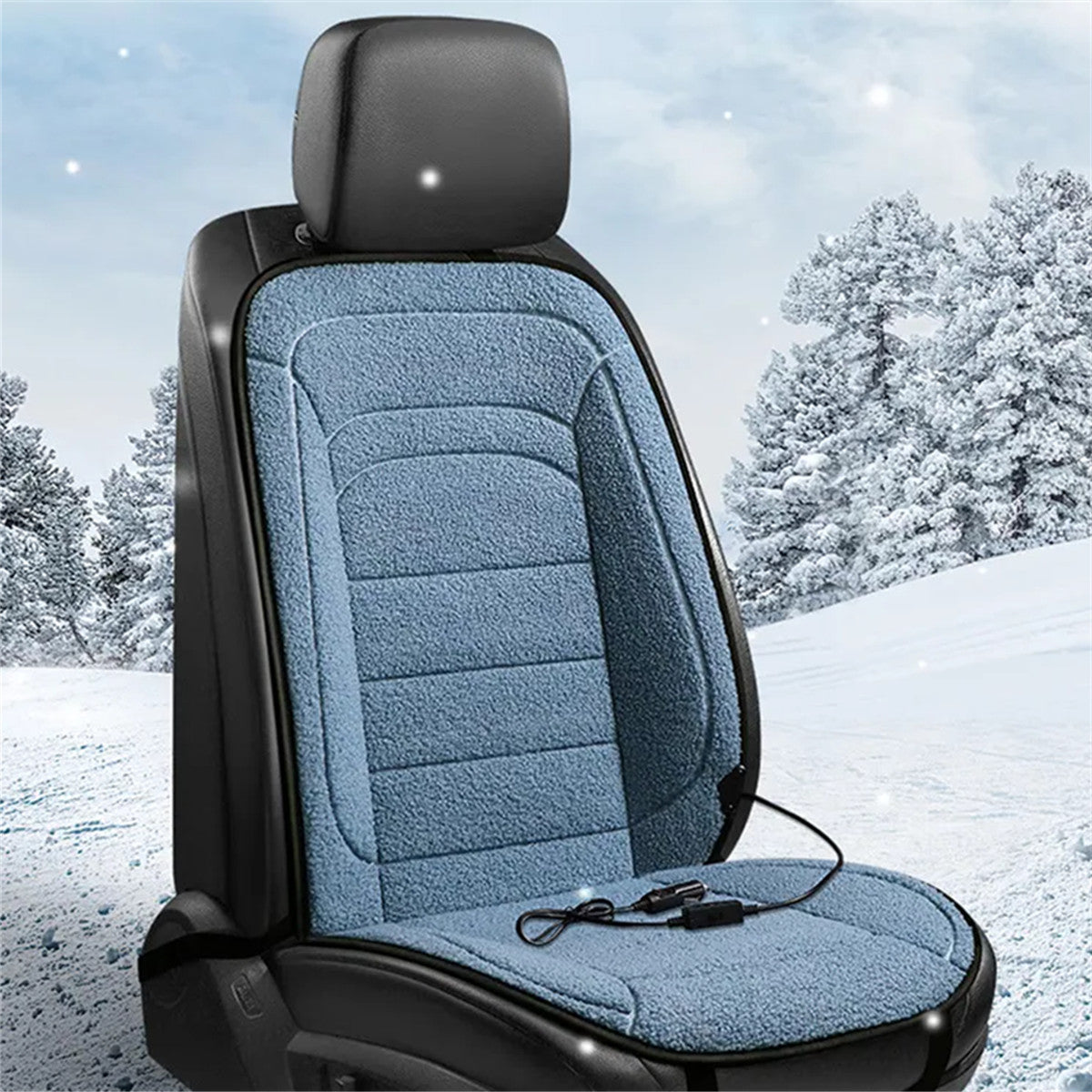 Heated Car Driver for Seat Cover Heating Pad Cushion Winter Warmer Lamb Wool 12V Q