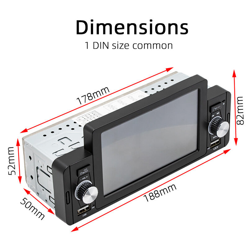US 5 HD Screen IPS 1 Din Car Stereo Radio FM USB AUX TF MP5 Player Dash Parts v