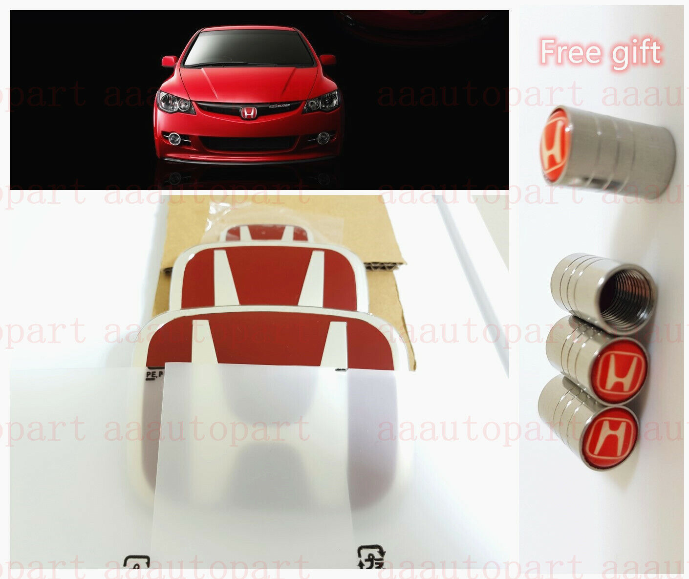 Racing package with red H badges, front and rear steering wheel, suitable for 2006-2015 for Honda for Civic Seavan.