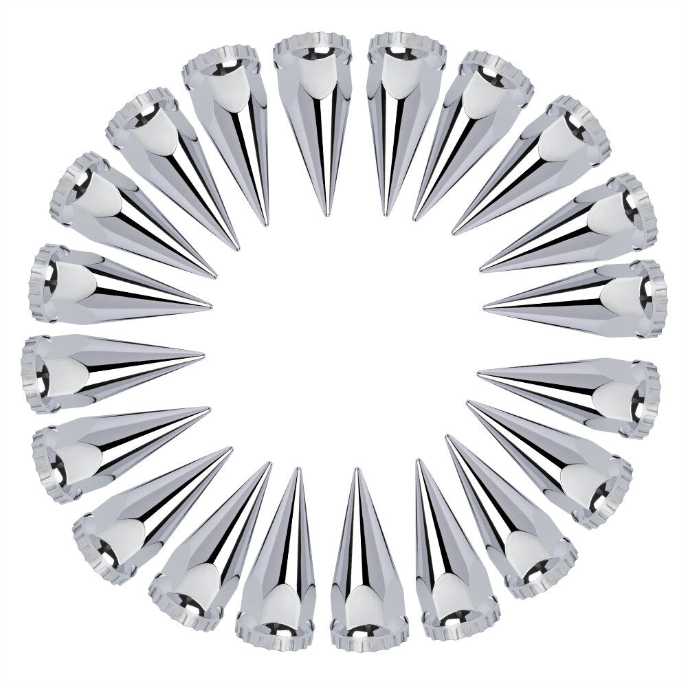 20PCS Fits Semi Truck 33mm Thread-on Spiked Lug Nut Covers ABS Chrome Plastic Q
