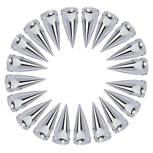 20PCS Fits Semi Truck 33mm Thread-on Spiked Lug Nut Covers ABS Chrome Plastic Q