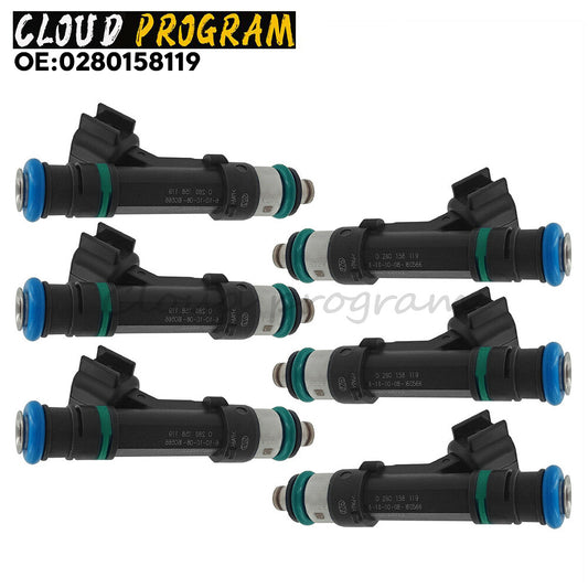 6PCS Fuel Injectors 0280158119 For 07-2010 for Chrysler for Dodge for Jeep 3.3 / 3.8L FJ1029 v