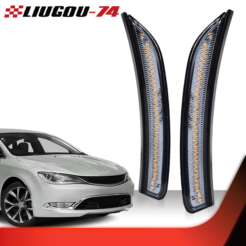 Fits 2015 2016 2017 for for CHRysler 200 Amber Led Side Marker Lights Smoked Lens 2 pcs - v